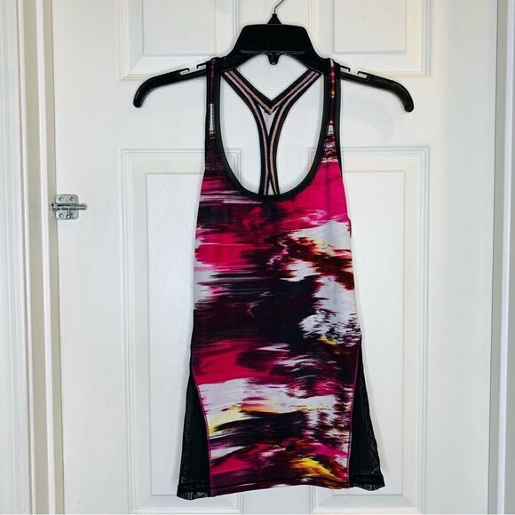 Lululemon Racerback Tank Mesh Back Black and Pink - Picture 1 of 10
